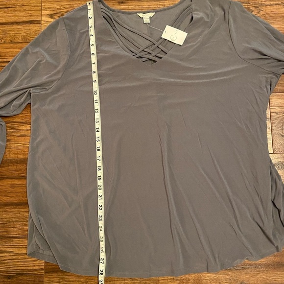 NWT Cato Womens Top Gray Criss Cross Straps On V-Neck Blouse Plus Size  22/24W - Picture 5 of 6